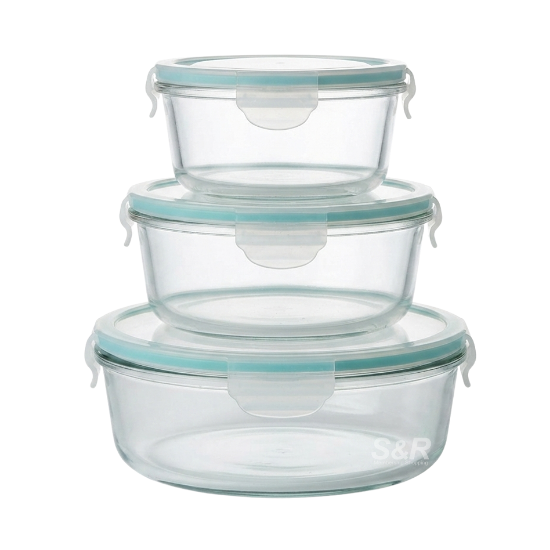 Glasslock Tempered Glass Circle Food Storage Set 3 pieces